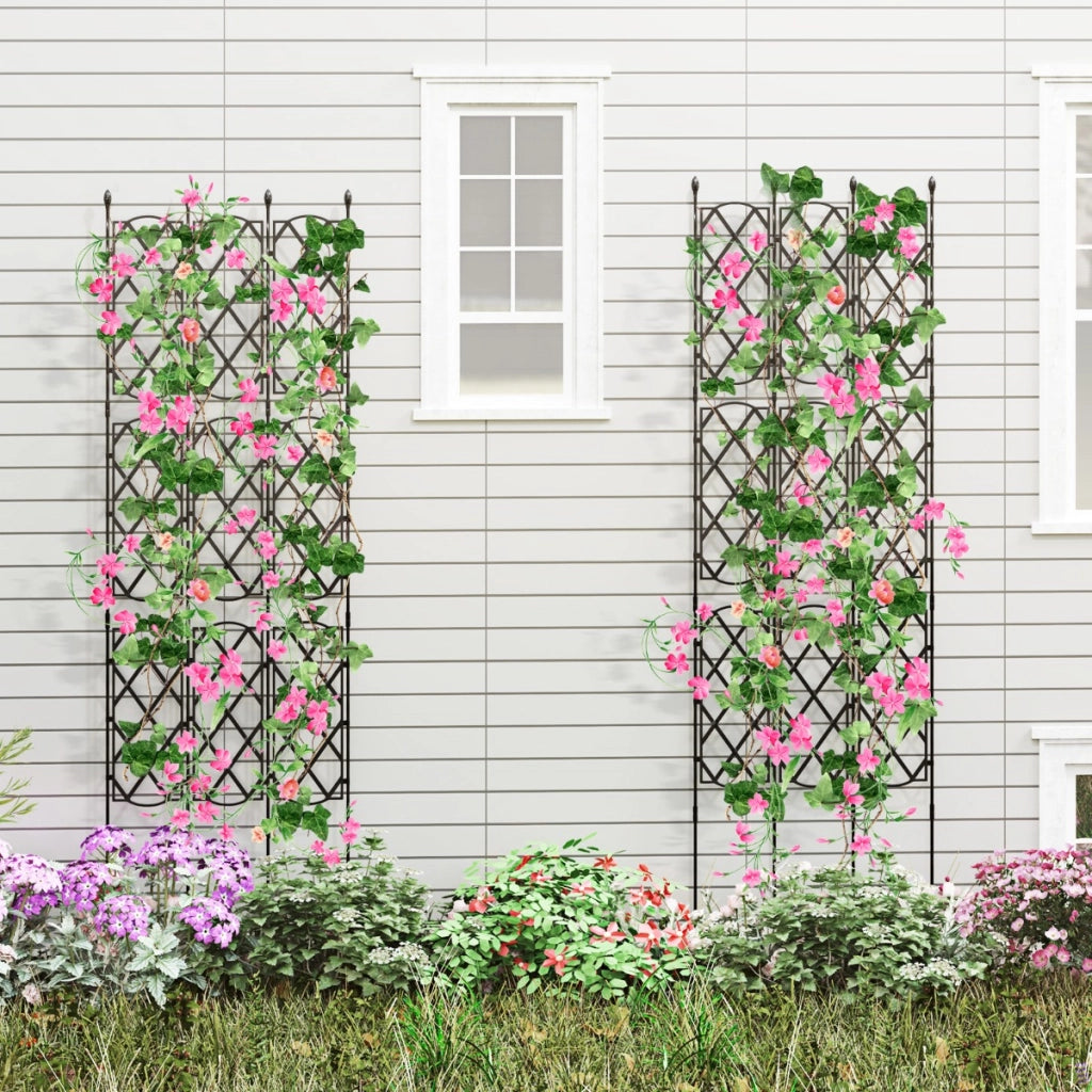 Trellis da giardino in metallo per piante rampicanti-Set da 3 supporti per piante Nero
