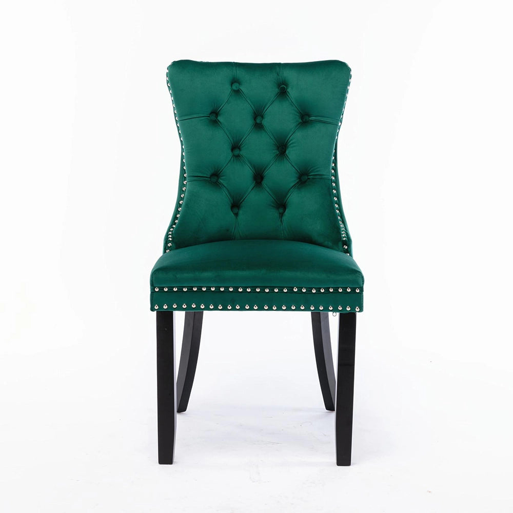 Set 2 sedie Nikki - Xylo - velluto verde gambe legno