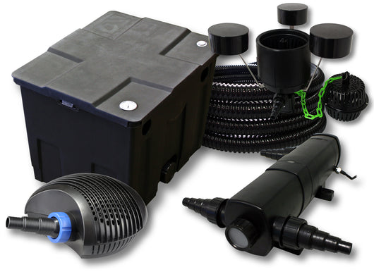 Set per laghetti filtro 12000l chiarificatore UVC 24W pompa 20W tubo da 25m skimmer CSP-250