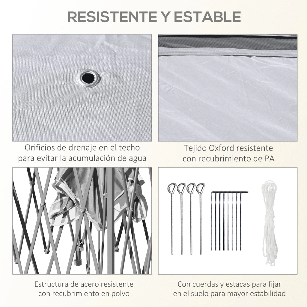 Tenda da Giardino Pieghevole 3.3x3.3 m con 4 Zanzariere ¨C Zephmum ¨C Grigio Anti-UV
