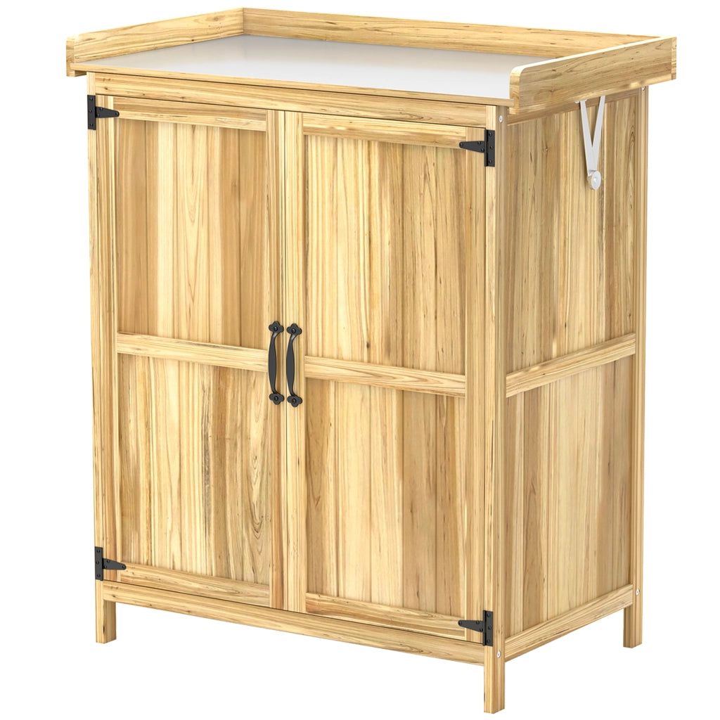 Casetta da giardino in legno con 2 porte e ripiano ¨C zephmum ¨C 74x43x88 cm