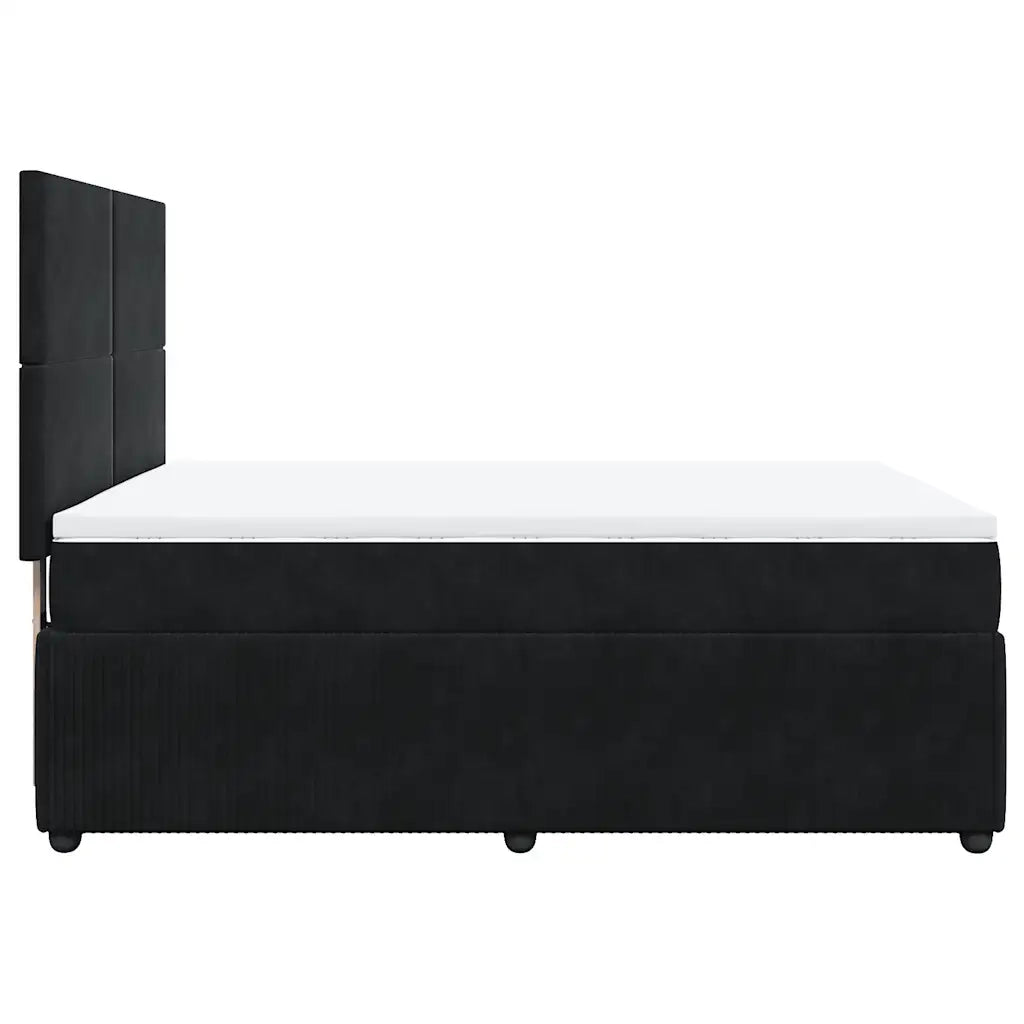 Giroletto a Molle con Materasso Nero 140x200 cm in Velluto