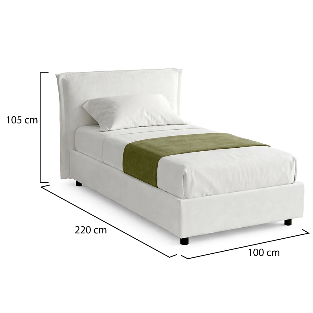 Atrelmo, Letto Singolo Materasso Incluso Made in Italy, Bianco
