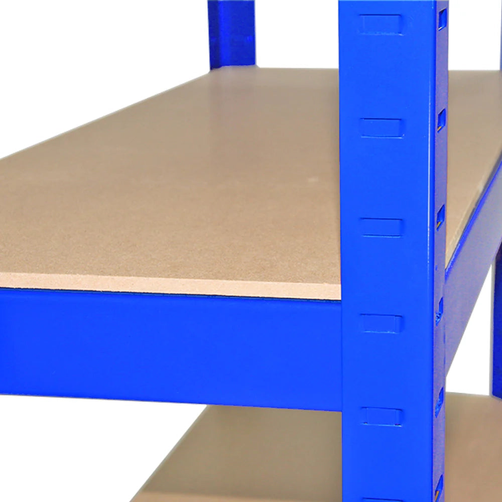 10 Scaffali in Acciaio Senza Bulloni T-Rax Blu Larghi 75cm per Garage Magazzino