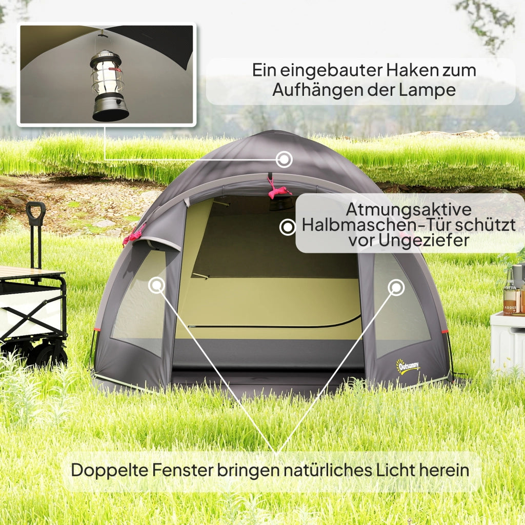 Tenda da Campeggio Tunnel 2 Persone ¨C Xylo ¨C UV 50+ con Veranda Nero