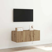 Mobile TV da parete con LED Rovere artigianale 80 x 35 x 31 cm 863106