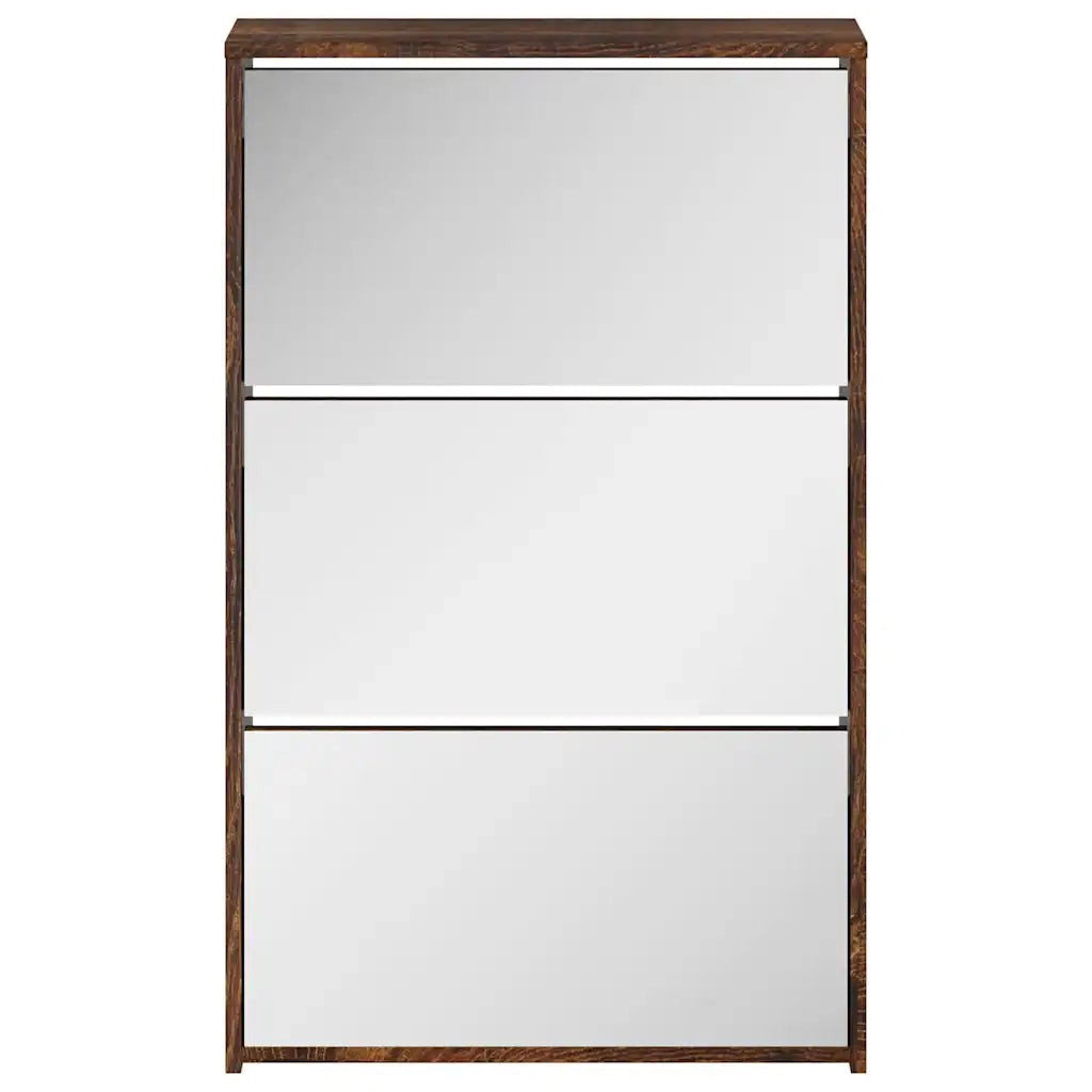 Scarpiera con Specchio a 3 Livelli Rovere fumo 63x17x102,5 cm 342638