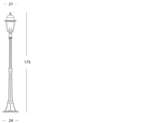 Lampada Palo Medio per Giardino Colore Nero da Esterno Linea Quadrata Sovil