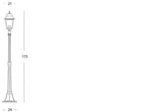 Lampada Palo Medio per Giardino Colore Nero da Esterno Linea Quadrata Sovil