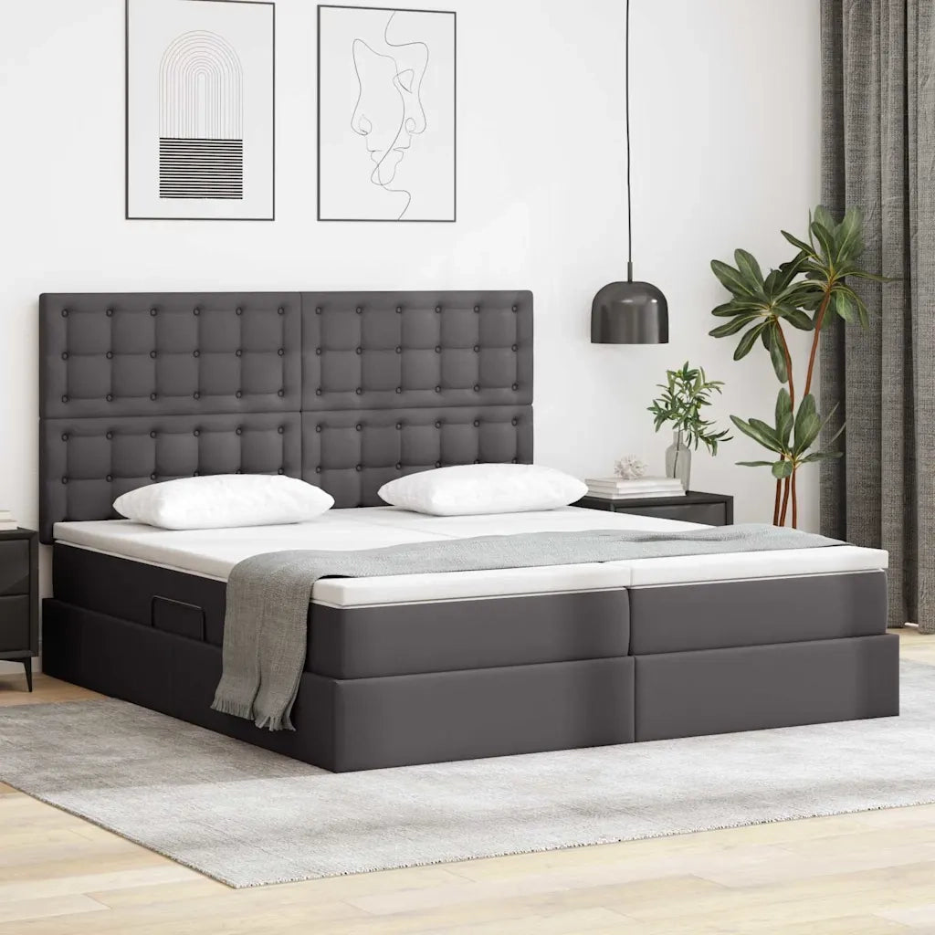 Letto con contenitore e materasso Grigio 180 x 200 cm