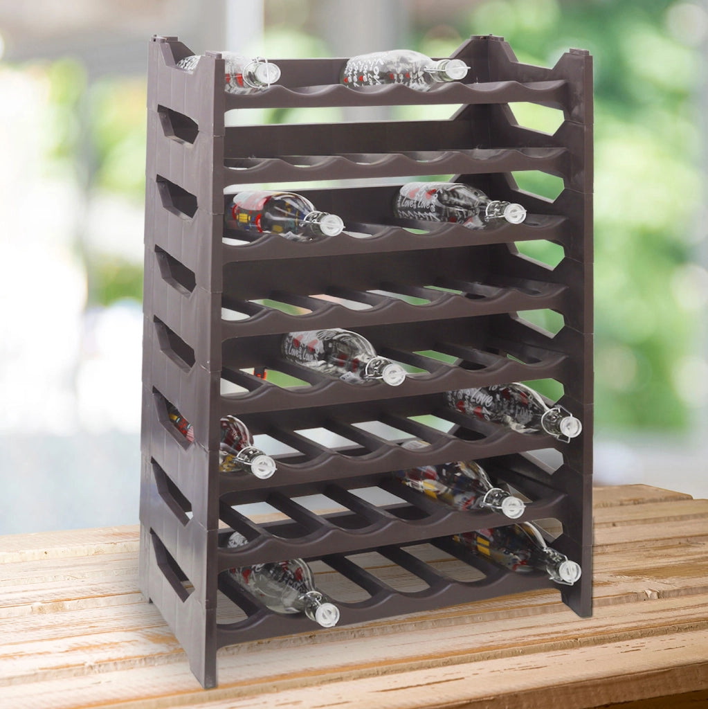 CANTINETTA PORTABOTTIGLIE IN PLASTICA MODULARE 60 BOTTIGLIE MARRONE