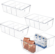 Set di 4 organizzatori per frigorifero - Cassetto da cucina - Organizzatore da cucina con 4 compartimenti, BPA libero, per la conservazione di tazze per tè, snack e spezie (trasparente)