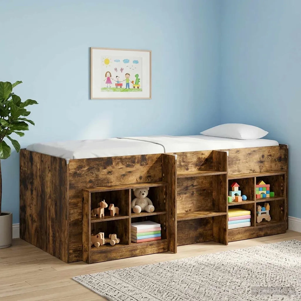 Letto Alto per Bambini Rovere Fumo 90 x 190 cm 3422583