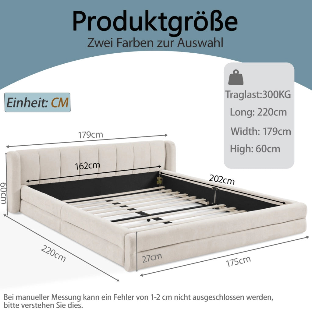 Letto 160x200 cm con testiera ergonomica; beige