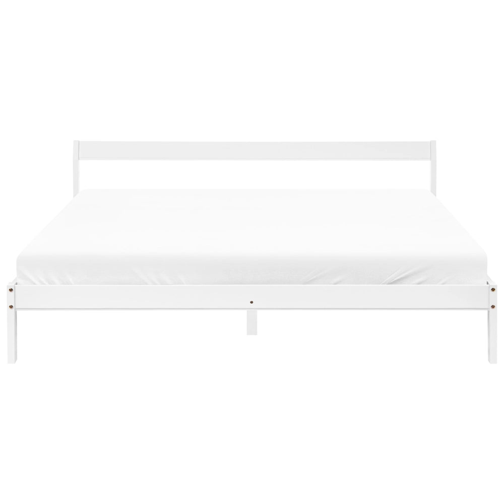 Letto matrimoniale in legno di Pino bianco con Rete a Doghe 180 x 200 cm stile minimalista
