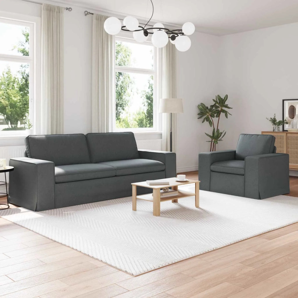 Divano 2 pcs Grigio scuro 182 x 80 x 82 cm Tessuto