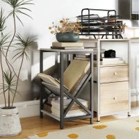 Tavolino da salotto contenitore a 3 livelli, con portariviste a V, struttura in acciaio, 40x30x61cm, Grigio scuro