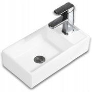 Lavabo da appoggio rettangolare in ceramica bianca da posizionare su piano 40x22 cm