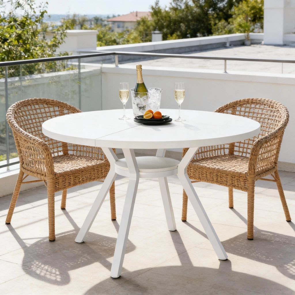 TAVOLO da pranzo rotondo Ø 119,4 cm bianco in metallo e legno