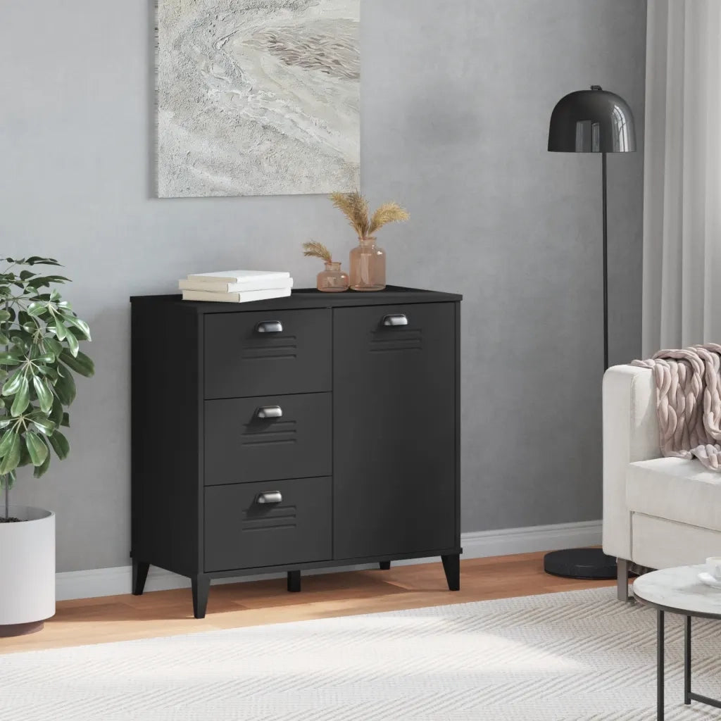 Credenza | Madia | Buffet da pranzo | Armadio da pranzo VIKEN Nera 80x40x80 cm in Legno Multistrato