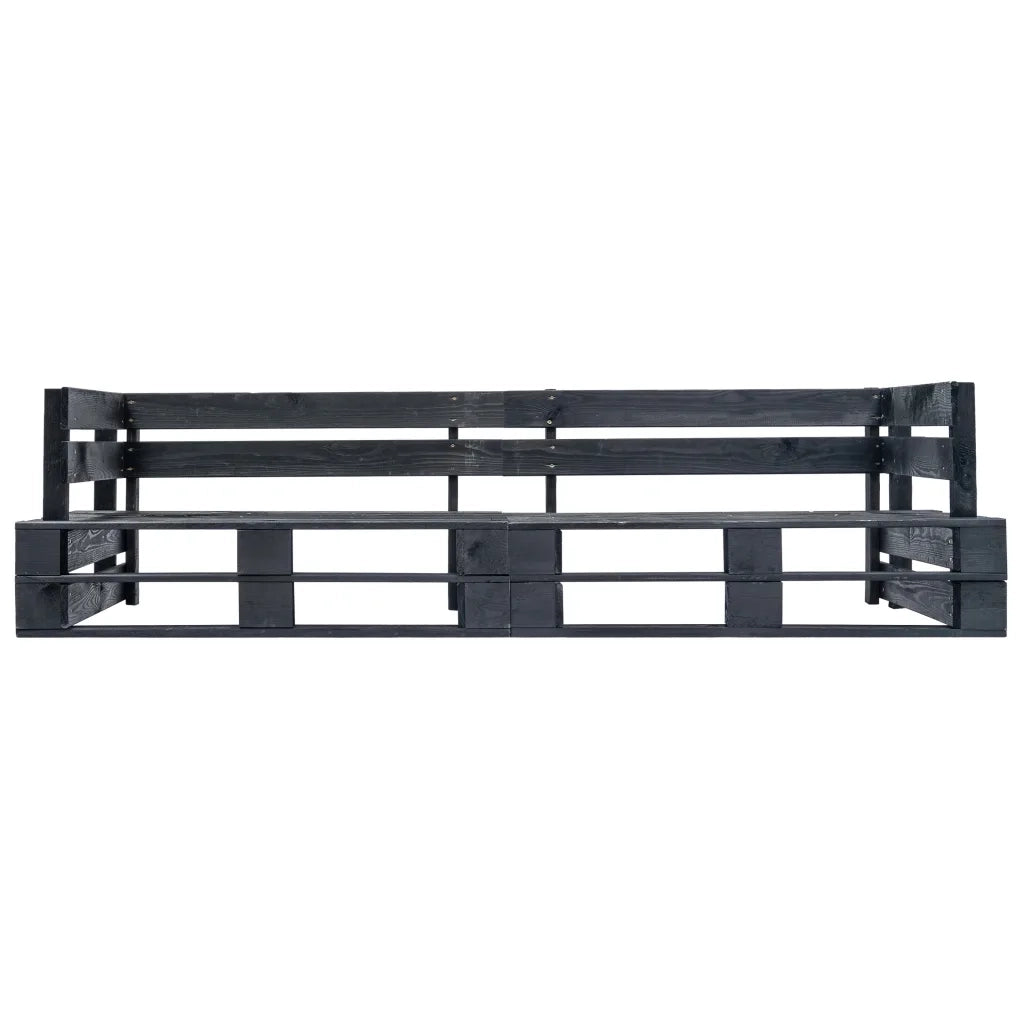 Divano da Giardino a 2 Posti-Sofa da giardino su Pallet Nero in Legno