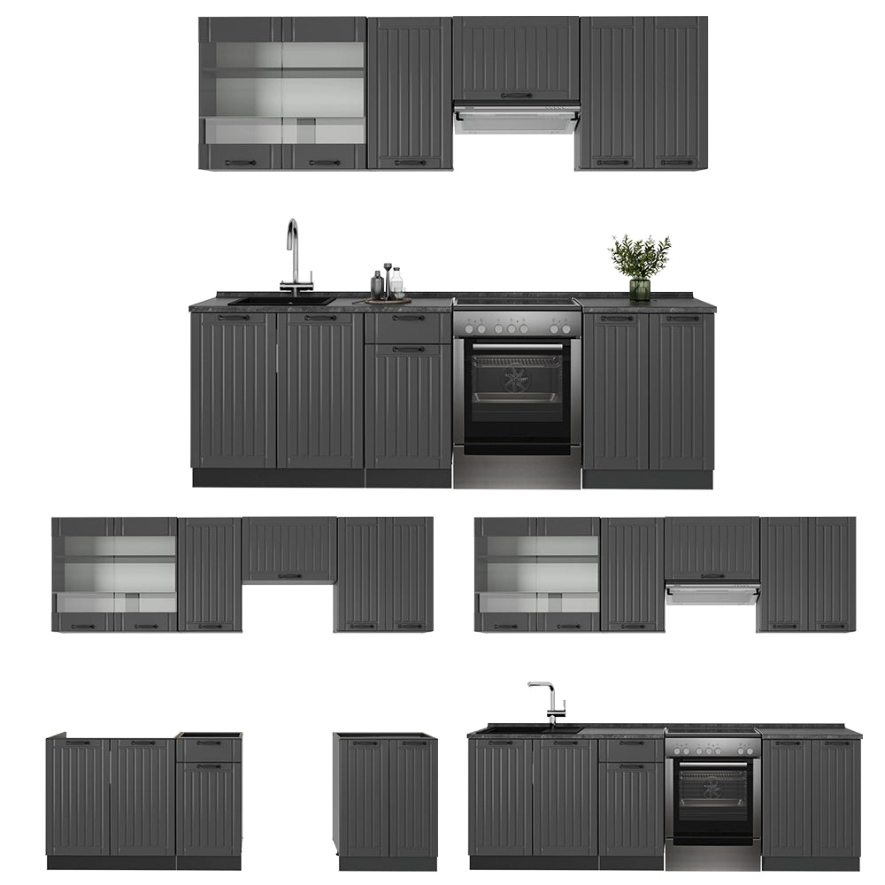Cucina componibile Fame-Line Grigio scuro/Antracite 240 cm, PL Antracite Vicco
