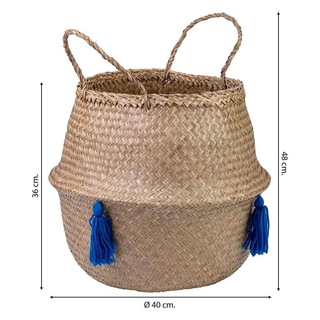 Cesto naturale con manici, D40x36/48h cm