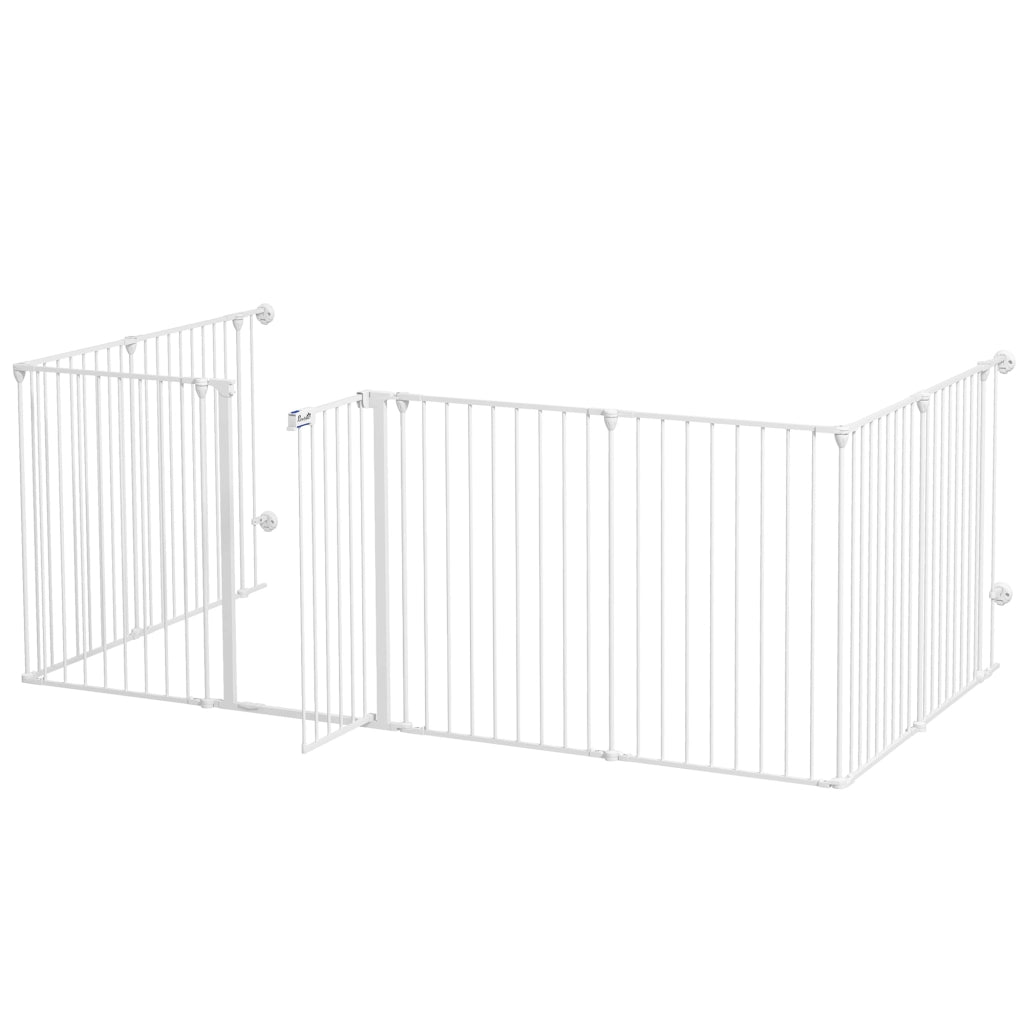 Recinto per cani 8 pannelli con porta ¨C zephmum ¨C bianco metallo 90 cm
