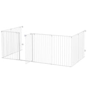Recinto per cani 8 pannelli con porta ¨C zephmum ¨C bianco metallo 90 cm