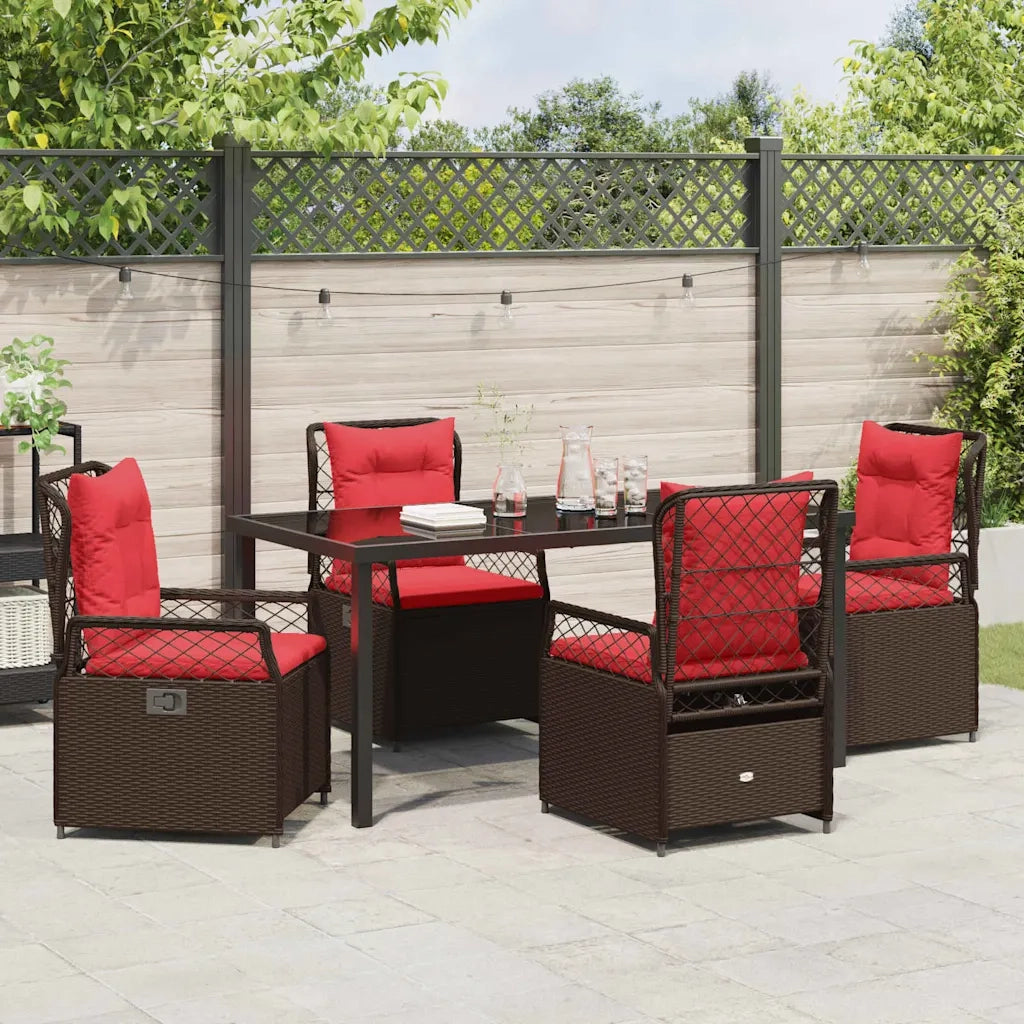 Set da Pranzo per Giardino 5 pcs Marrone polyrattan 3381047