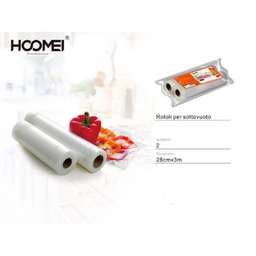 Trade Shop - 2 Rotoli Per Sottovuoto 28x300cm Alimenti Sacchetti Conservazione Frutta Verdura -