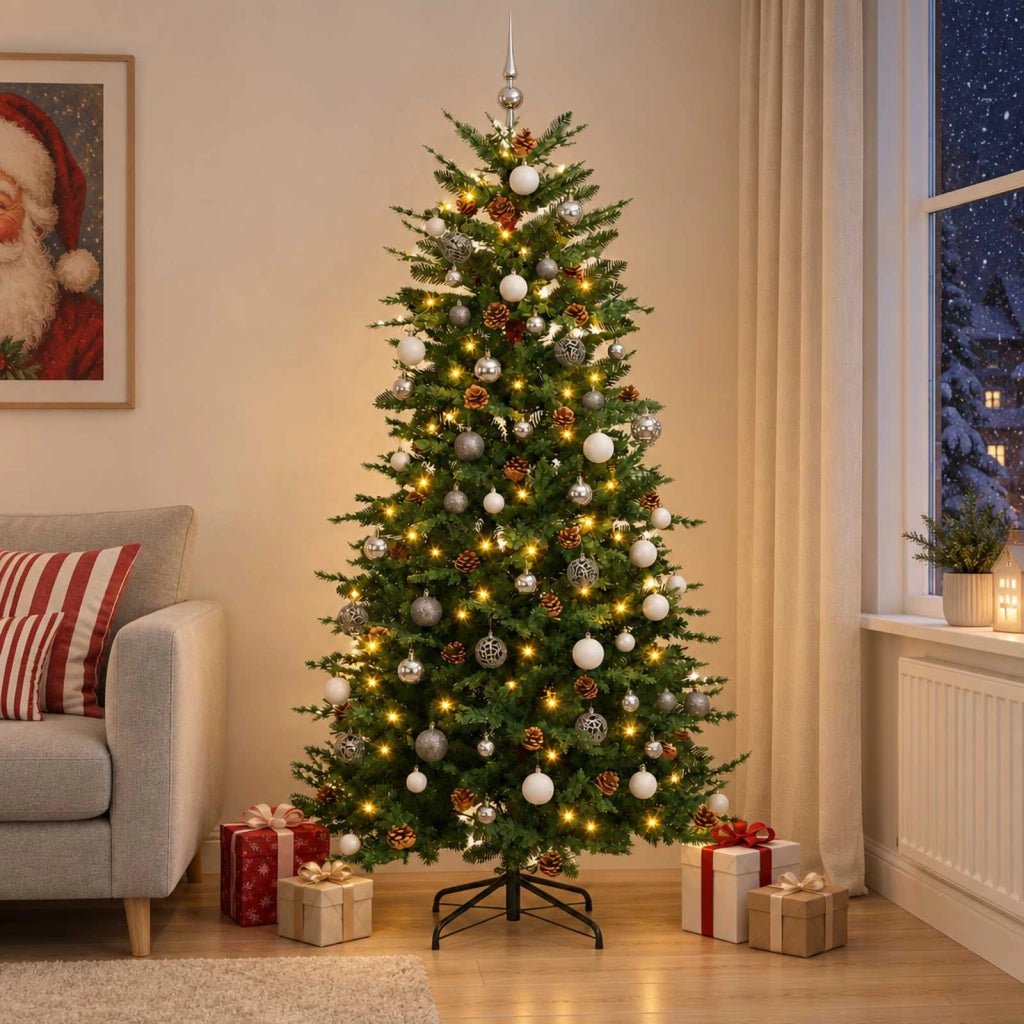 Albero di Natale Artificiale con Rami Pieghevoli 240 cm 300 LED 3467271