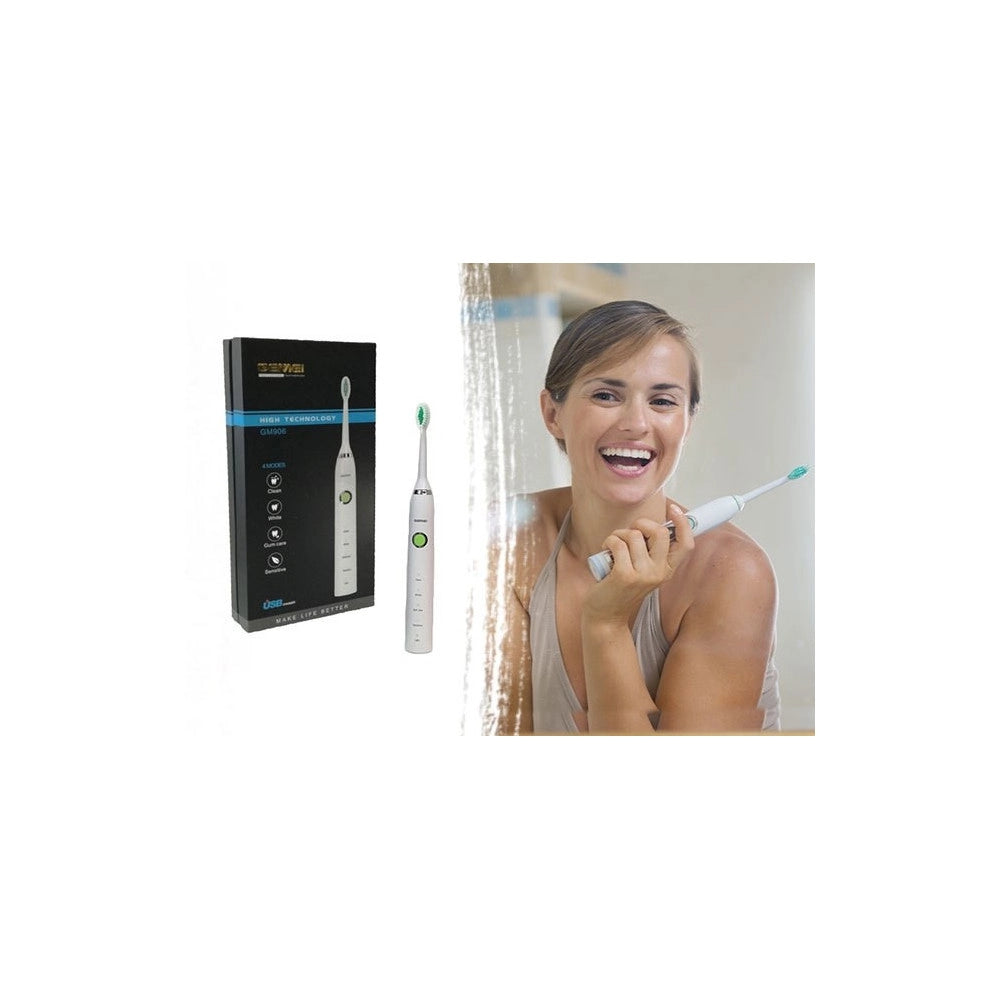 Trade Shop - Spazzolino Elettrico Ricaricabile Professionale Con 2 Testine Gemei Gm-906 -