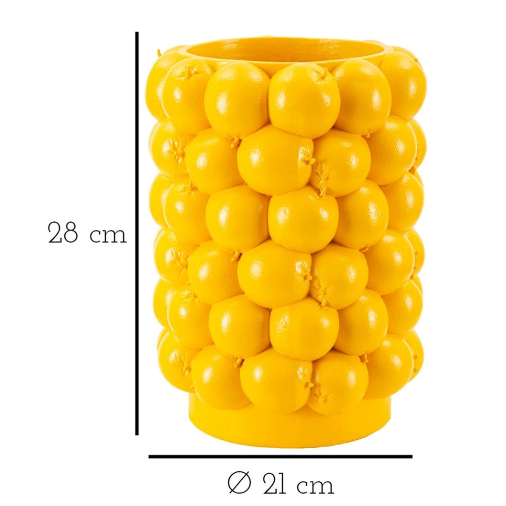 Vaso Decorativo Limoni, Giallo, Poliresina, 21x21x28 cm