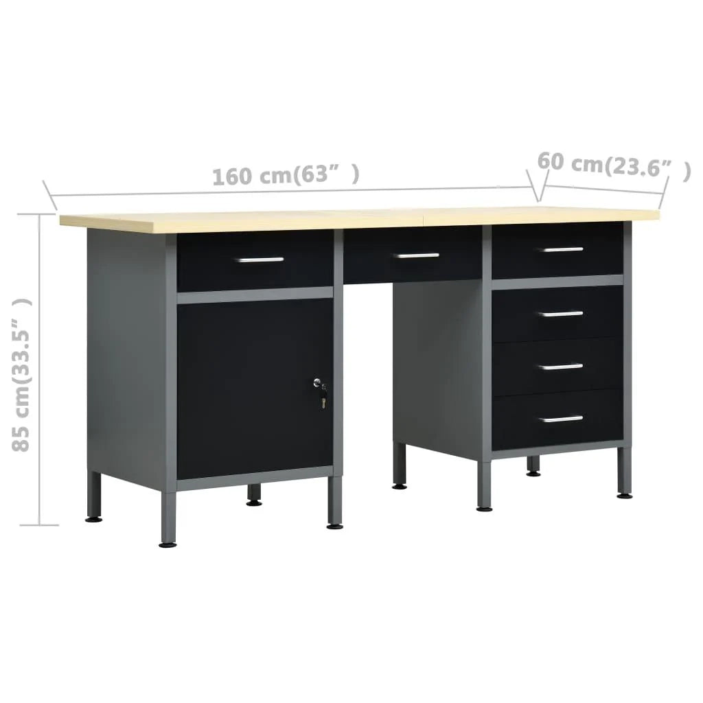 Banco da lavoro da 160 cm con 4 pannelli a parete tavolo da lavoro ripostiglio officina garage 02_0003665