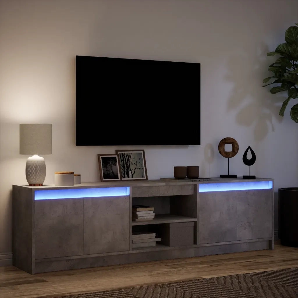 Mobile Porta TV con LED Grigio Cemento 180x34x50cm Truciolato