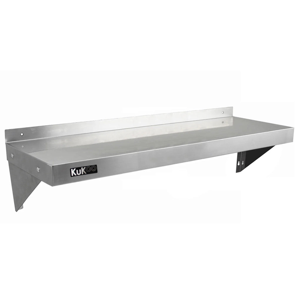 2 x Ripiani in Acciaio Inox Cucina Commerciale Mensole Muro e Staffe 125 x 30 cm