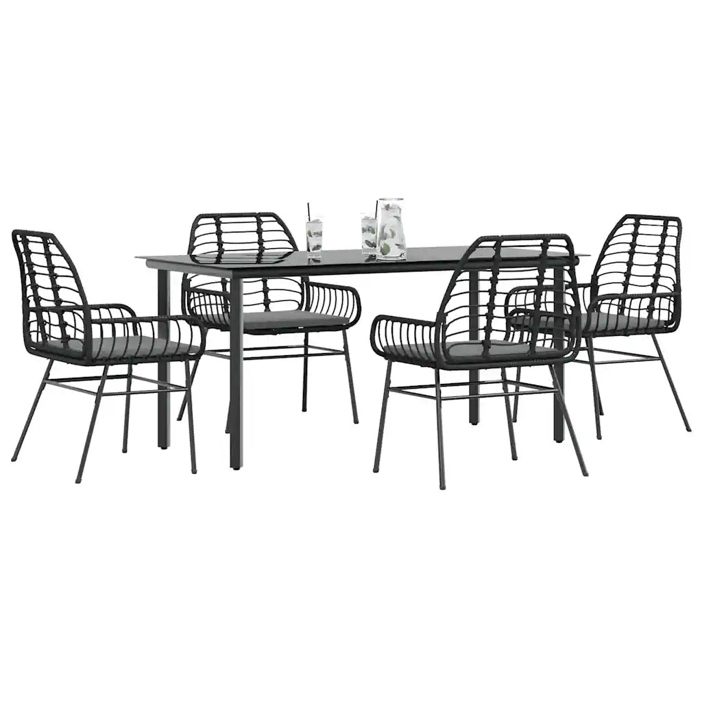 vidaXL Set da Pranzo da Giardino con Cuscini 5 pz Polyrattan Vetro