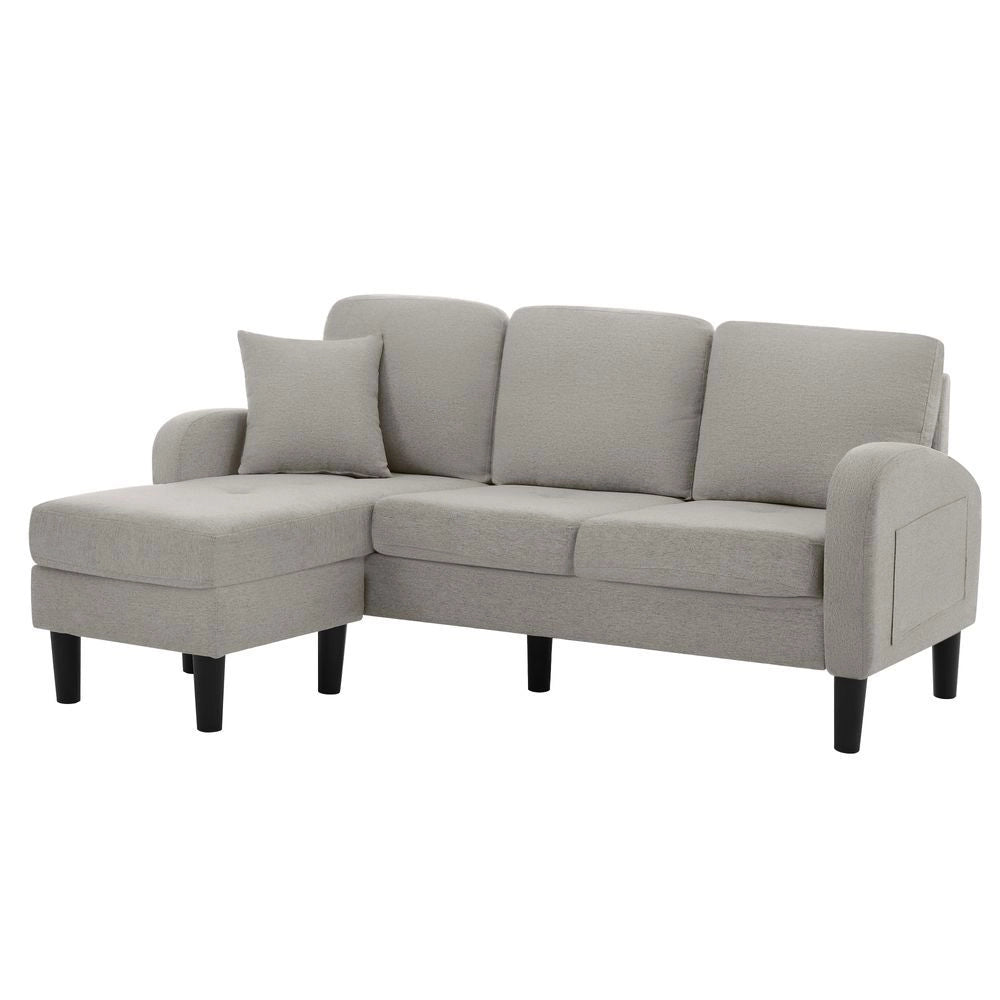 Divano angolare 3 posti - Xylo - 166x118x77cm - Tessuto di cotone traspirante - Grigio
