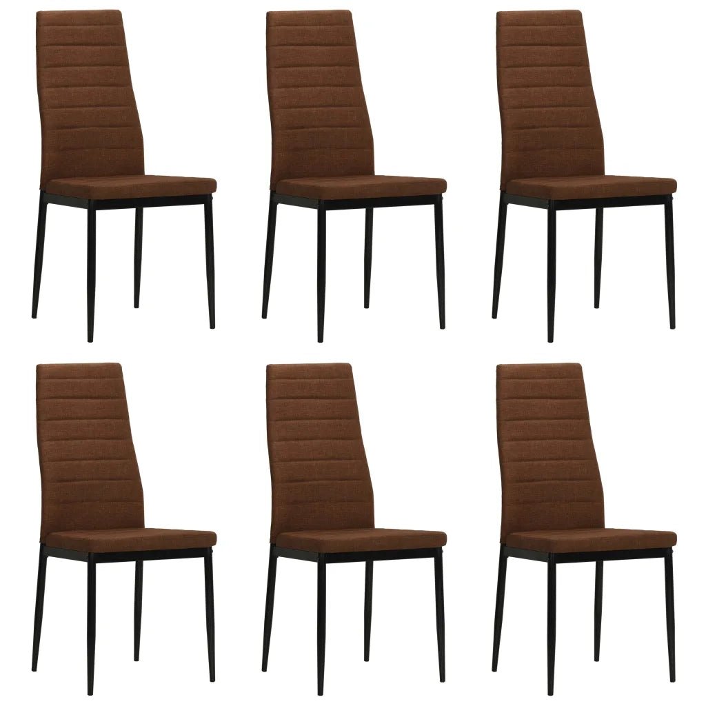Sedie da Pranzo 6 pz Marroni in Tessuto cod mxl 18166