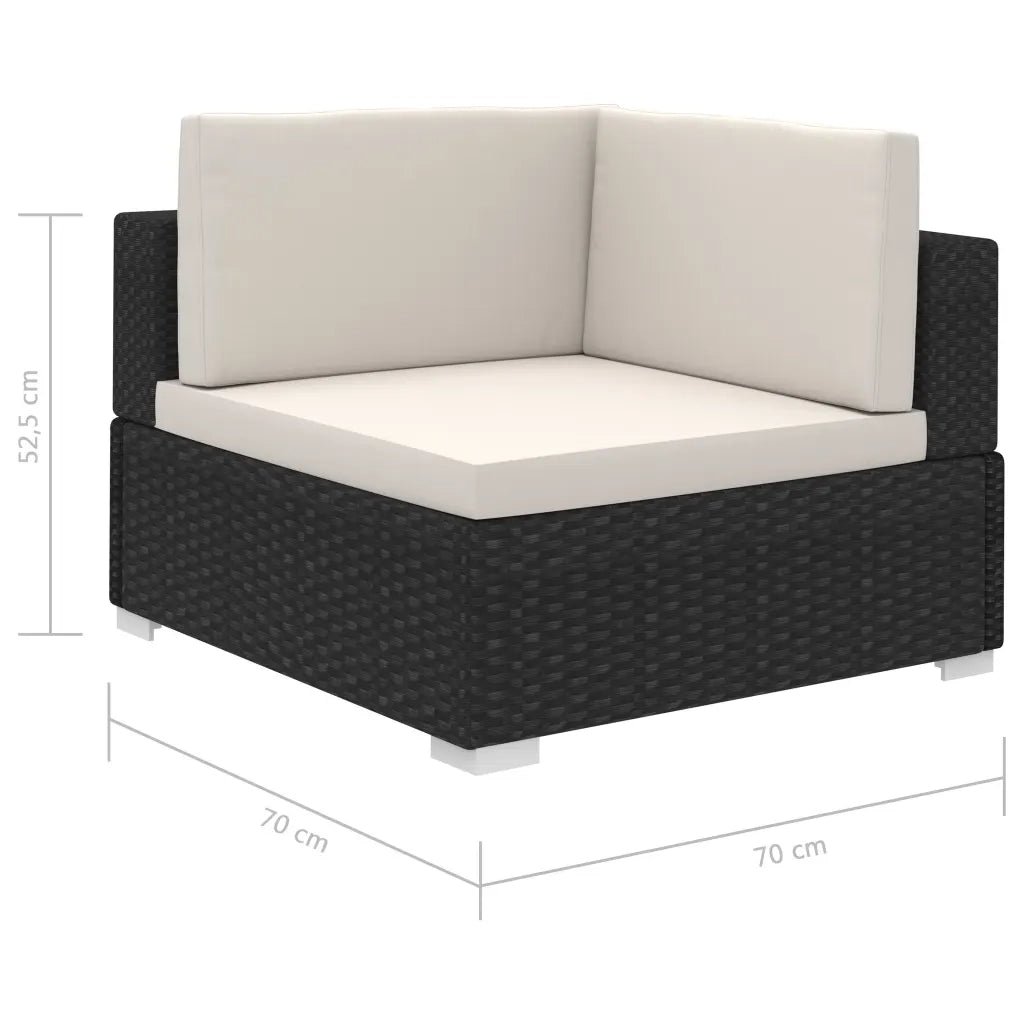 Set Divani da Giardino 8 pz con Cuscini in Polyrattan Nero 41271