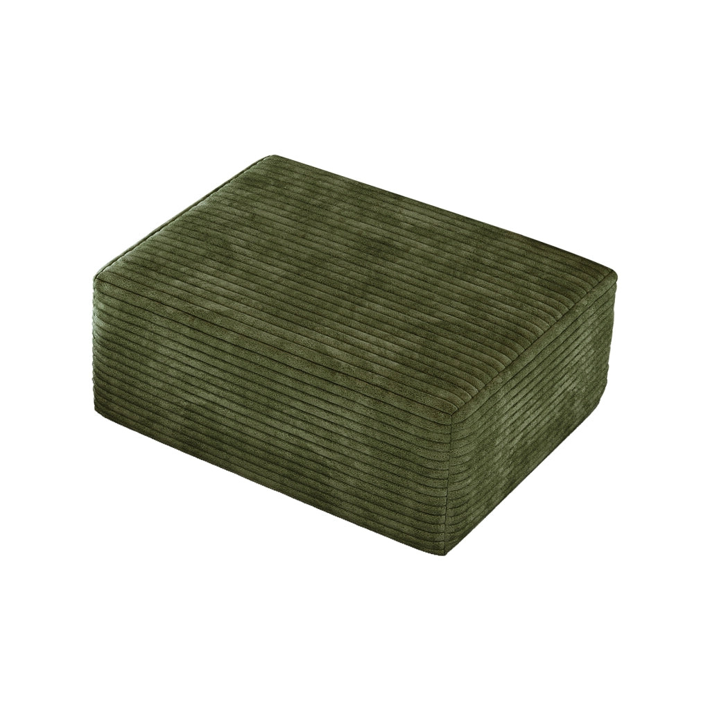 Chaise longue in tessuto con seduta modulare e senza montaggio, tessuto verde
