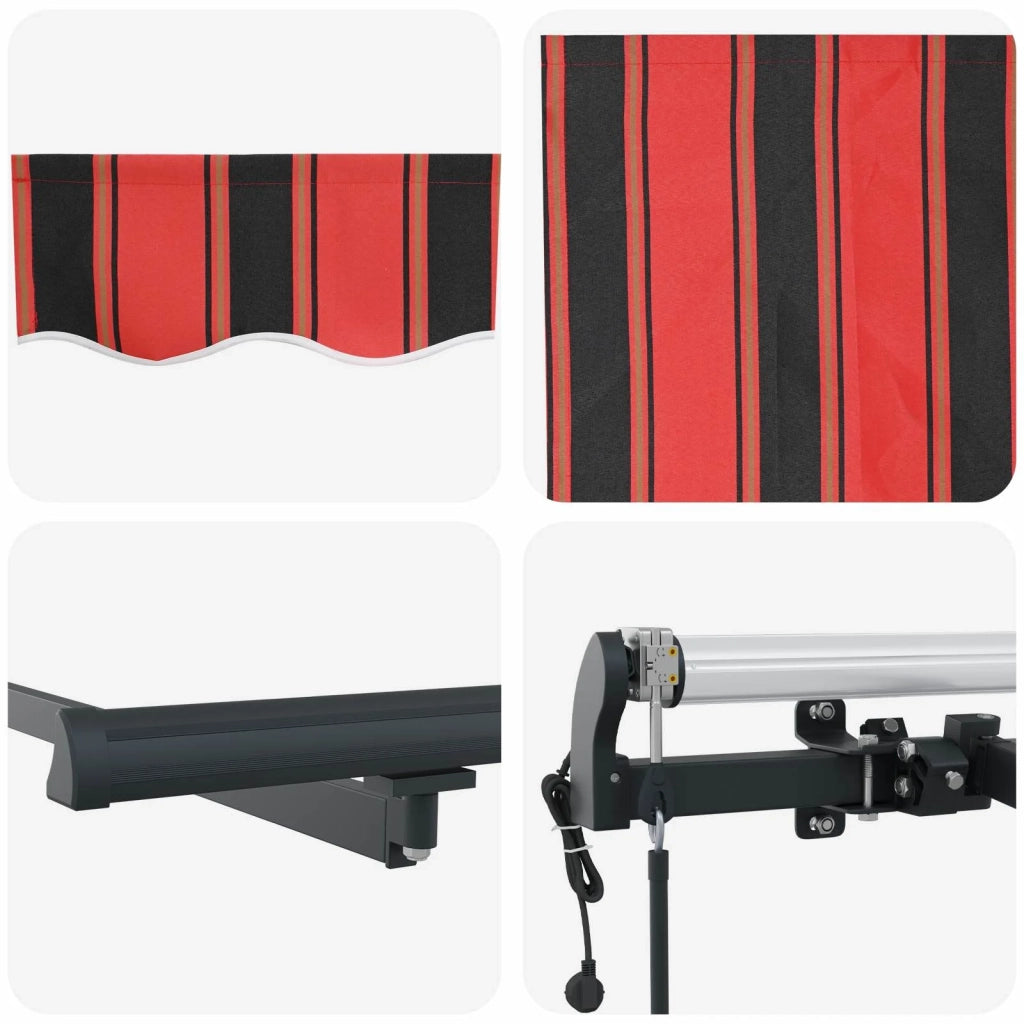 Tenda Retrattile Rosso e Nero 350 x 250 cm Tessuto e Alluminio 3330231