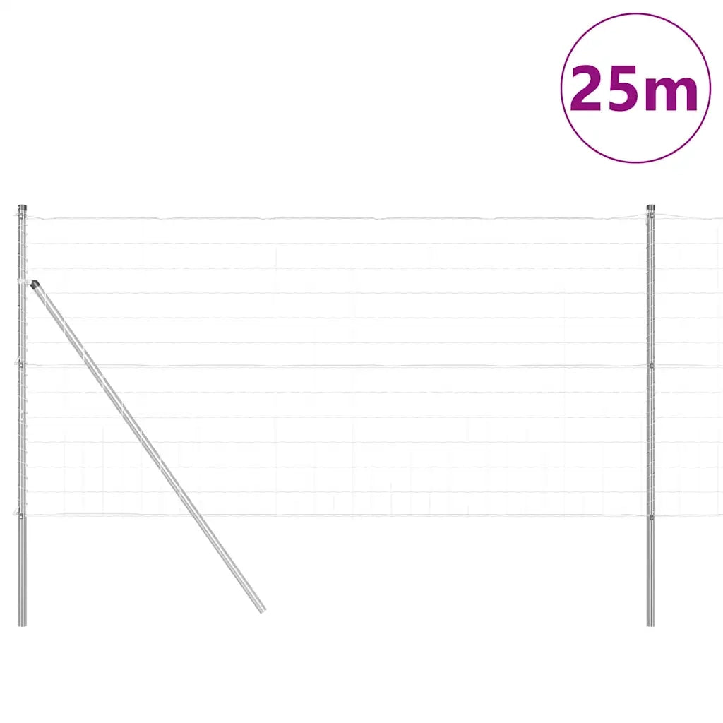 Recinzione con Posto Argento 1,2 x 25 m Acciaio e PVC