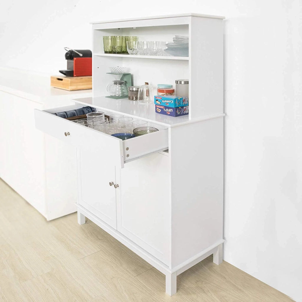 Mobile Cucina salvaspazio Credenza con vetrina Bianco L90*P40*A148 cm, FSB26-W