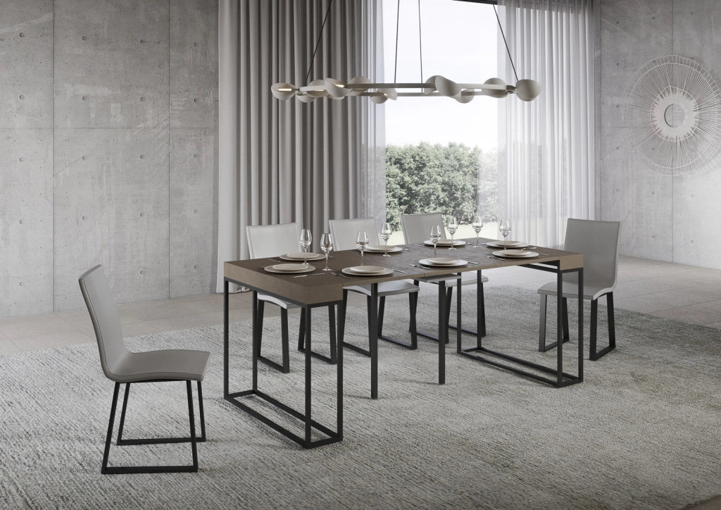 Consolle Allungabile 90-300x40x77 cm Epoca Tortora Telaio Antracite