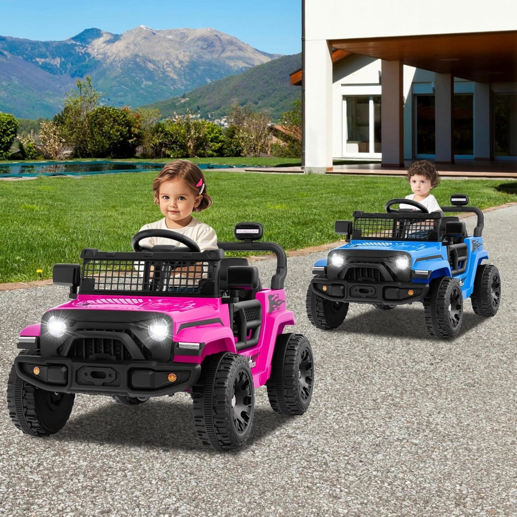 12V Macchina elettrcia per Bambini, Auto con Telecomando 3 Velocità Luci LED Musica, Doppi Motori, Veicolo Elettrico per Bambini 3+ Anni, Carico 30 kg (Rosa)