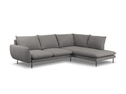 Cosmopolitan Design - Divano angolare destro "Vienna" 6 posti in tessuto strutturato grigio scuro 