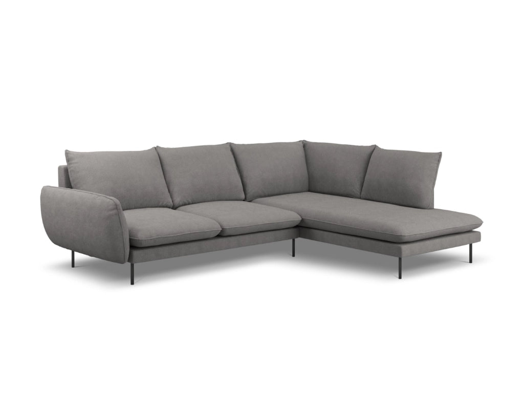 Cosmopolitan Design - Divano angolare destro "Vienna" 6 posti in tessuto strutturato grigio scuro 