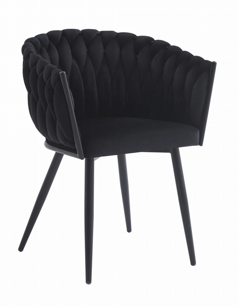 Sedia Valora MAYAN con rivestimento in velluto nero e gambe in metallo x2
